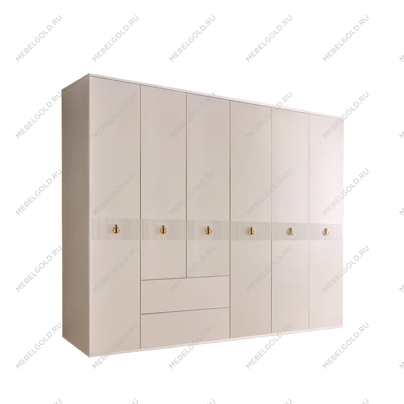 Шкаф 6-ти дверный с ящиками Римини СОЛО (Бежевый/Золото) РМШ2/61(s)