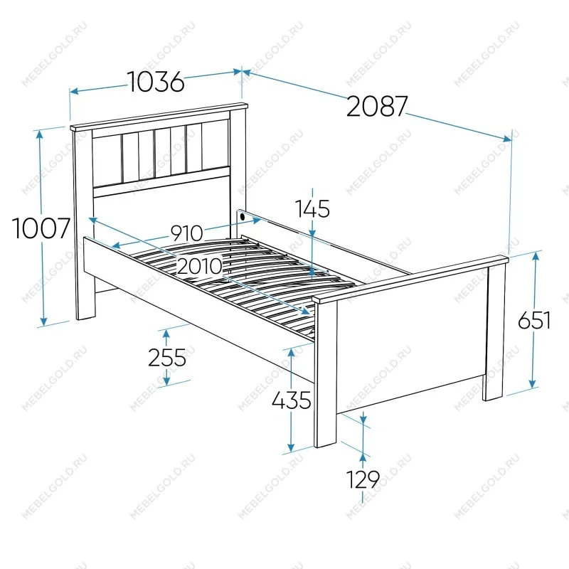 Кровать односпальная Сага, 90х200 см, белая/ясень | изображение 4