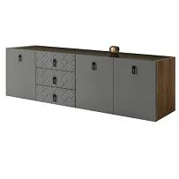 Комод 2.1м Bogemia Woodline Fly Fa (Серый) (Lakobel/Черный) БМКМ-5