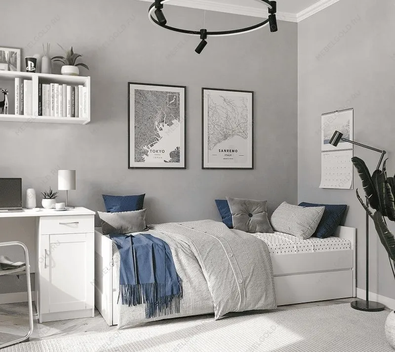 БРИМНЭС / СИРИУС Кровать двухспальная раздвижная ИКЕА / IKEA 90/180х200, белый | изображение 3