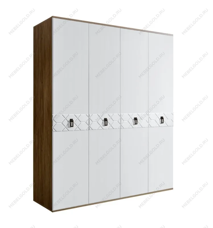 Шкаф 4-х дверный Bogemia Woodline Fa (Белый/Черный) БМШ2/4