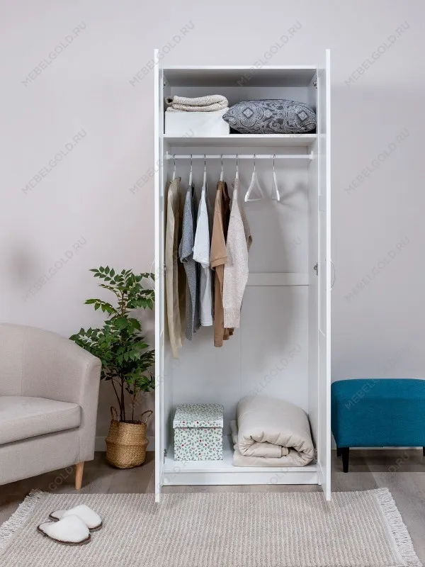 Шкаф Пегас, 2 двери сборные, 78х58х202 см, белый | изображение 1