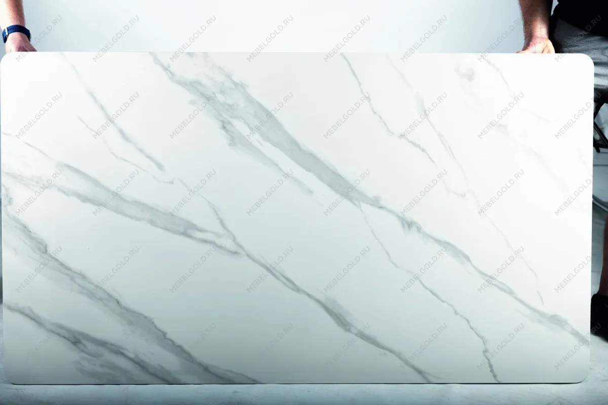 Стол обеденный Signal HERMES (эффект белого мрамора/золотой) | изображение 1