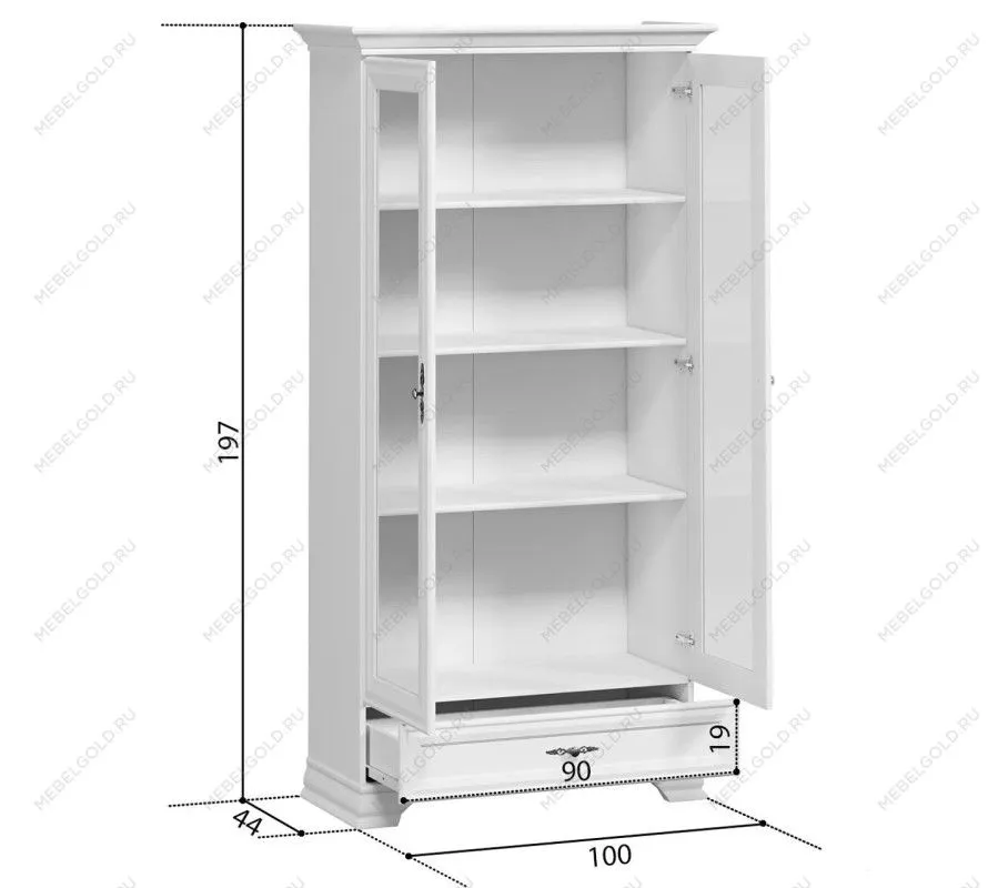 Шкаф с витриной Кентаки REG2W1S белый | изображение 6
