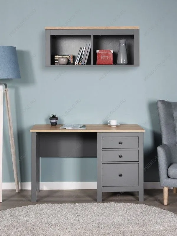 Полка навесная Сага, 2 секции, серая/ясень | изображение 2