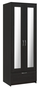 БРИМНЭС / СИРИУС Шкаф двухдверный ИКЕА / IKEA с одним выдвижным ящикам и двумя зеркалами, Дуб Венге