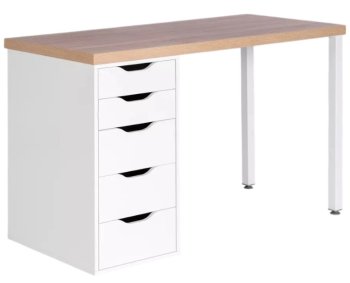 ИНГАР стол письменный ИКЕА / IKEA 2/5Т 140x75x55, дуб беленый/белый