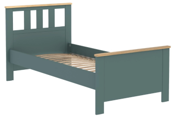 САГА кровать одинарная 90х200 темно-бирюзовая/ясень