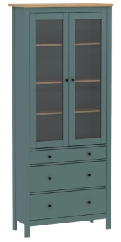 САГА шкаф с витриной 90 темно-бирюзовый/ясень