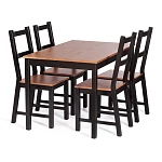 Обеденный комплект Соната (стол + 4 стула)/Sonata dining set, массив сосны, стол: 120х75х73см  стул :41х50х95см, антик/чёрный | изображение 3