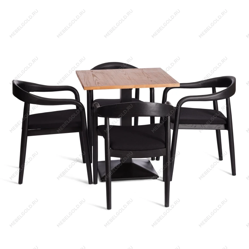 Стул BALDUR, дерево вяз/ткань лен, черный/черный лен, 49х52х76,5 см | изображение 5