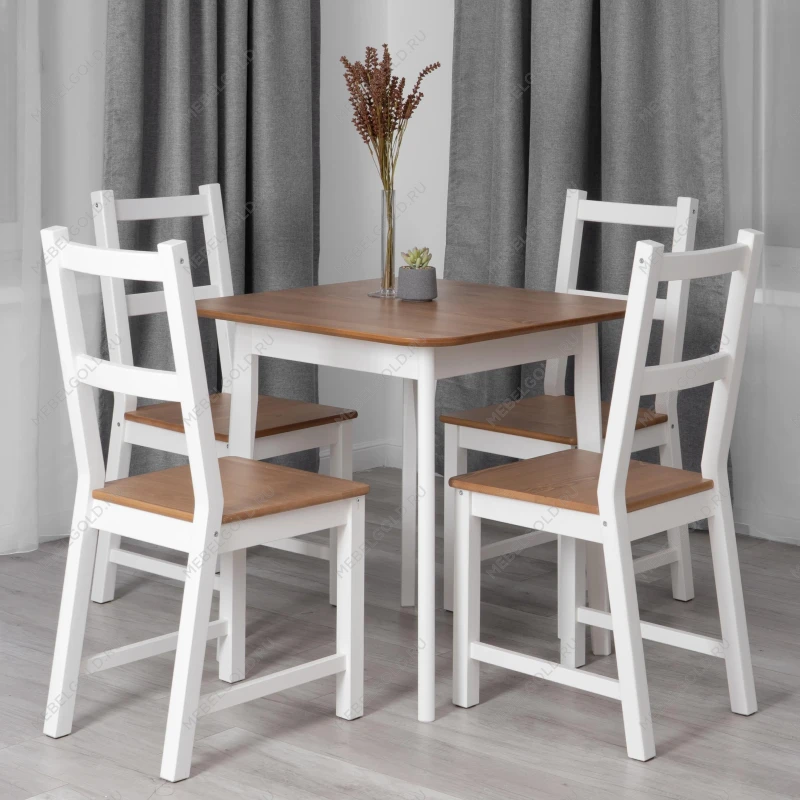 Стол Соната Люкс/Sonata Lux table, 75х75х75 см, массив сосны, антик/белый, 75х75х75 см | изображение 5