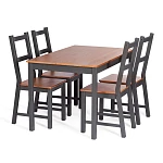 Обеденный комплект Соната (стол + 4 стула)/Sonata dining set, массив сосны, стол: 120х75х73см  стул :41х50х95см, антик /графит | изображение 3