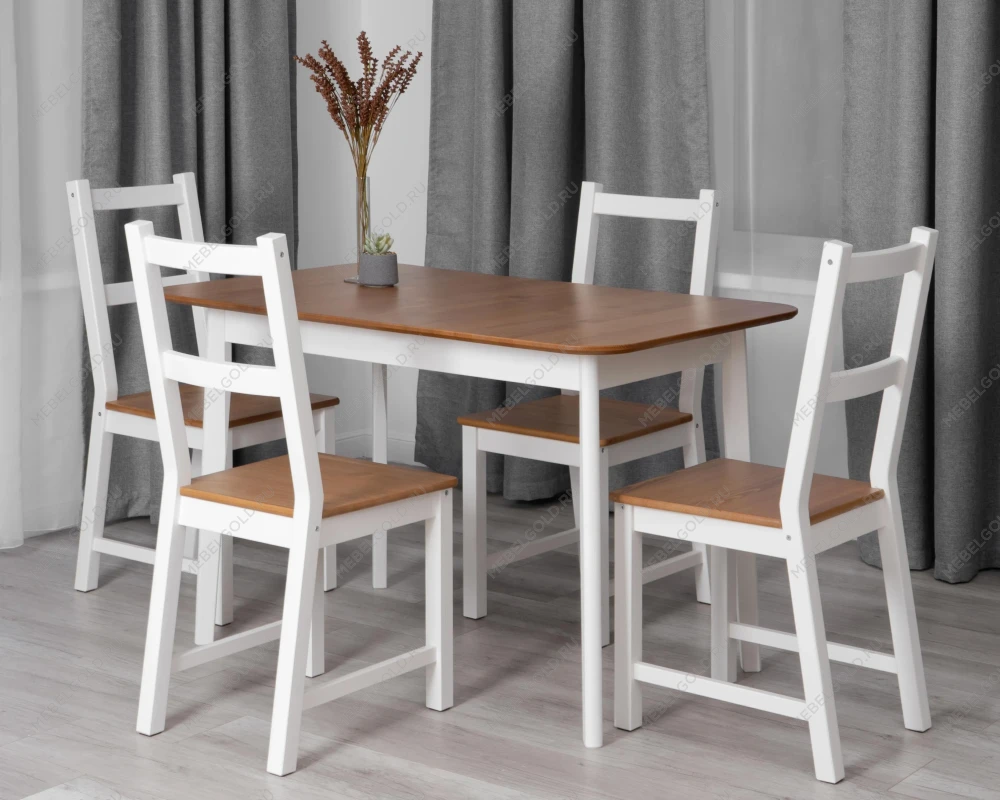 Стол Соната Люкс/Sonata Lux table, 120х75х75 см, массив сосны, антик/белый, 120х75х75 см | изображение 6