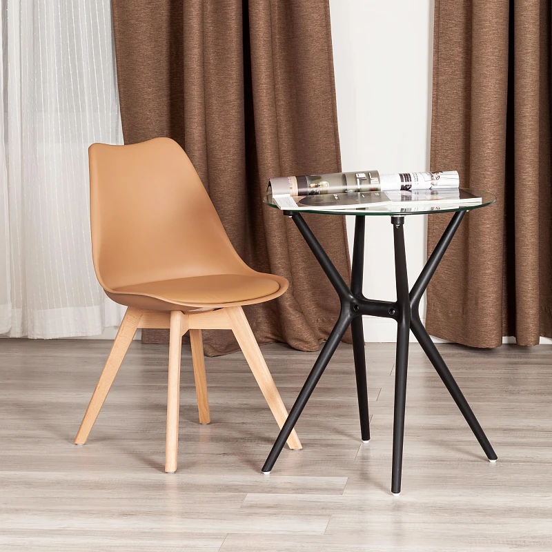 Стул TULIP (mod. 73-1), дерево/пластик/экокожа, 47,5x55x80 см, Бежевый (Latte) | изображение 8