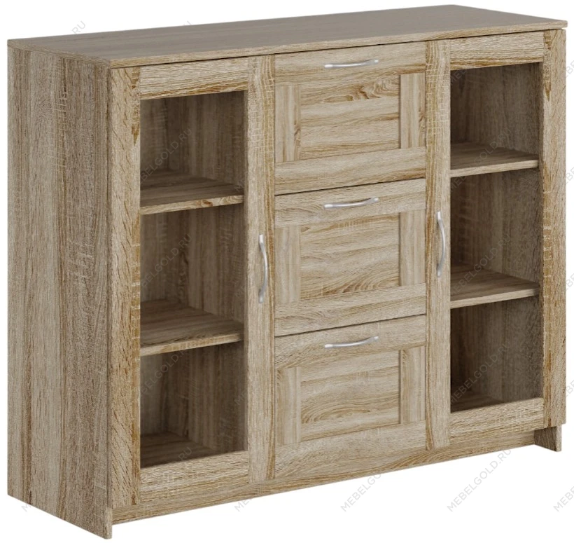 БРИМНЭС / СИРИУС тумба ИКЕА / IKEA 2 двери со стеклом и 3 ящика 117х95 сонома