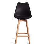 Стул барный TULIP BAR (mod. C1014H-1)/1 шт. в упаковке, пластик/дерево, 42 х 47,5 х 104 см, Black (Черный) 3010/ натуральный | изображение 4