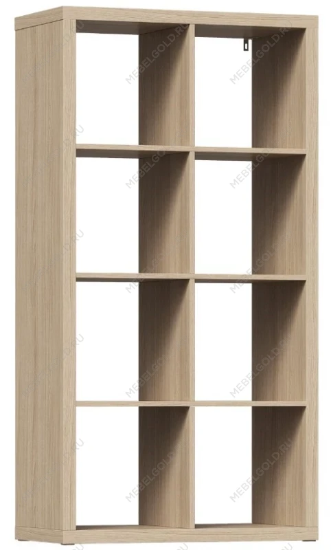 КАЛЛАКС / ФОРА Стеллаж ИКЕА / IKEA 8, прямоуголной формы с двумя рядами ячеек, тамбурат, дуб беленый