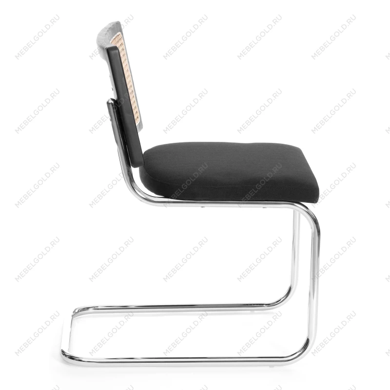 Стул MANI, дерево вяз, ротанг/ткань лен, металлический каркас, черный, 46х46х78 см | изображение 1