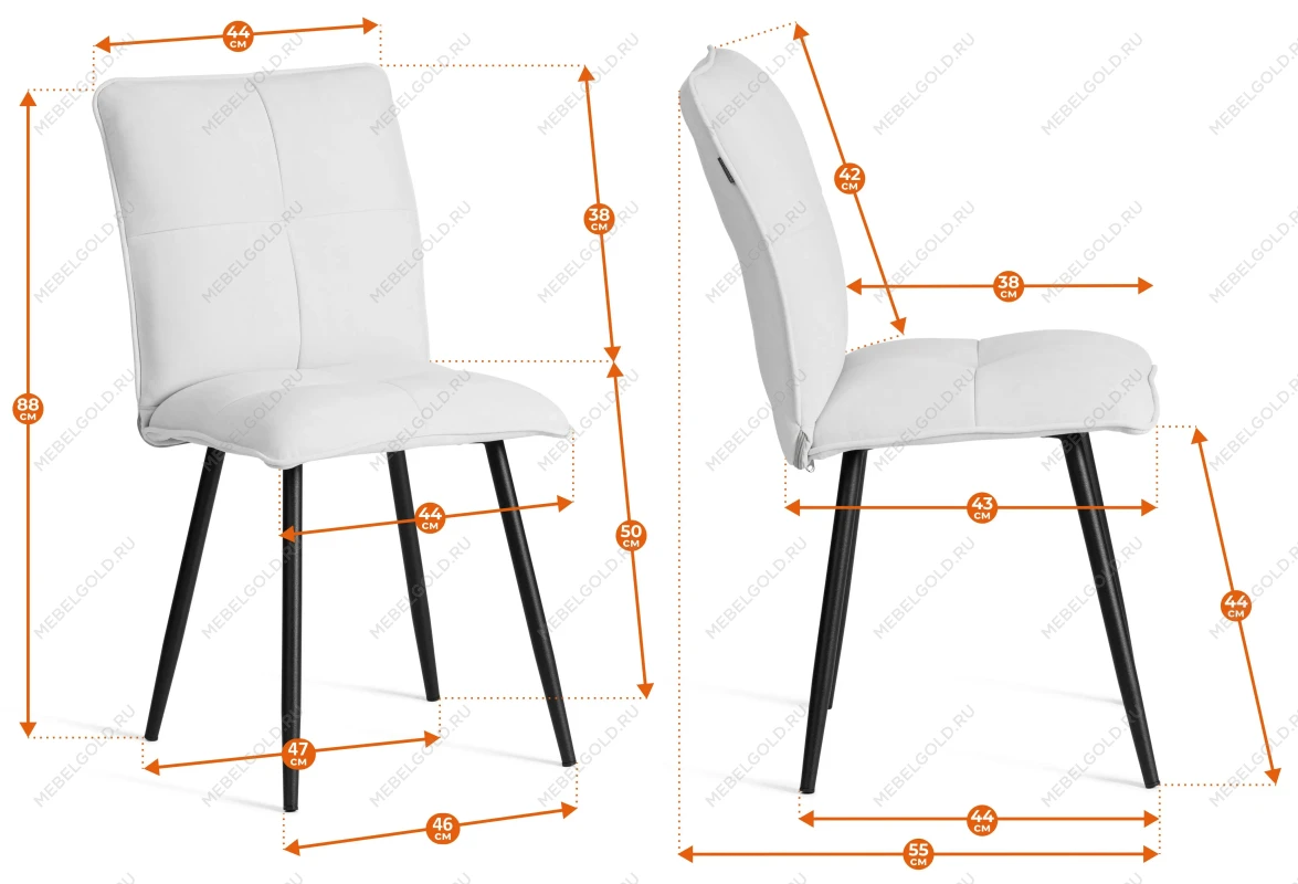 Стул обеденный Sweet, флок, серый/черный, 29, 46х55х88 | изображение 15