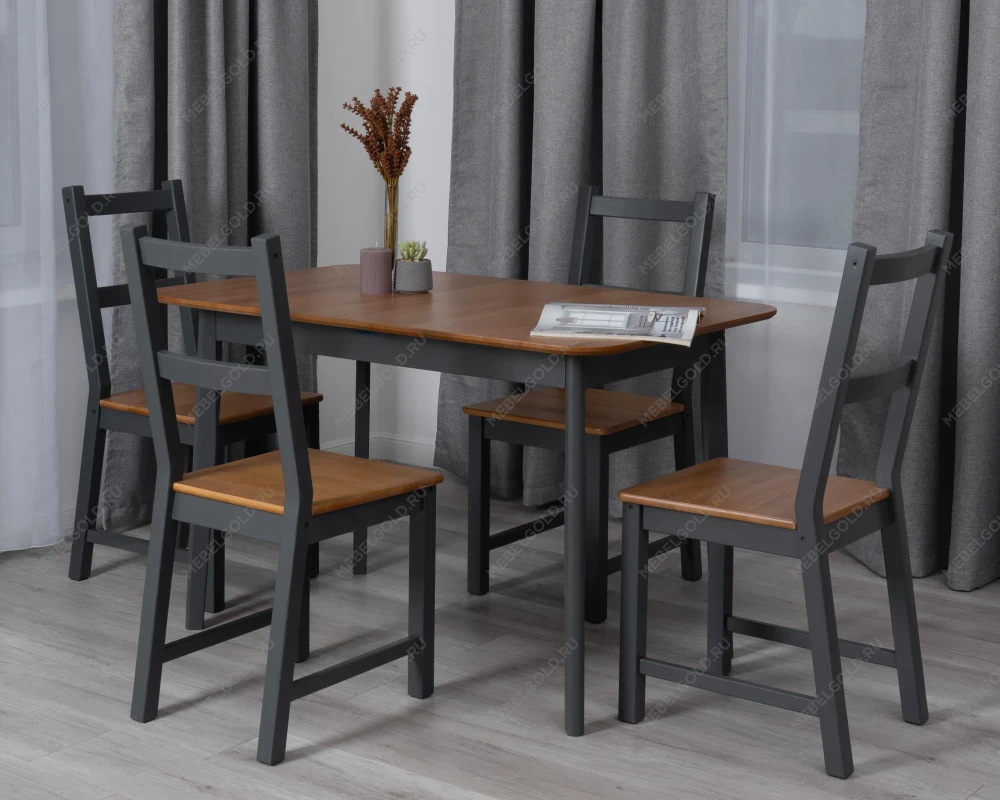 Стол Соната Люкс/Sonata Lux table, 120х75х75 см, массив сосны, антик /графит, 120х75х75 см | изображение 6