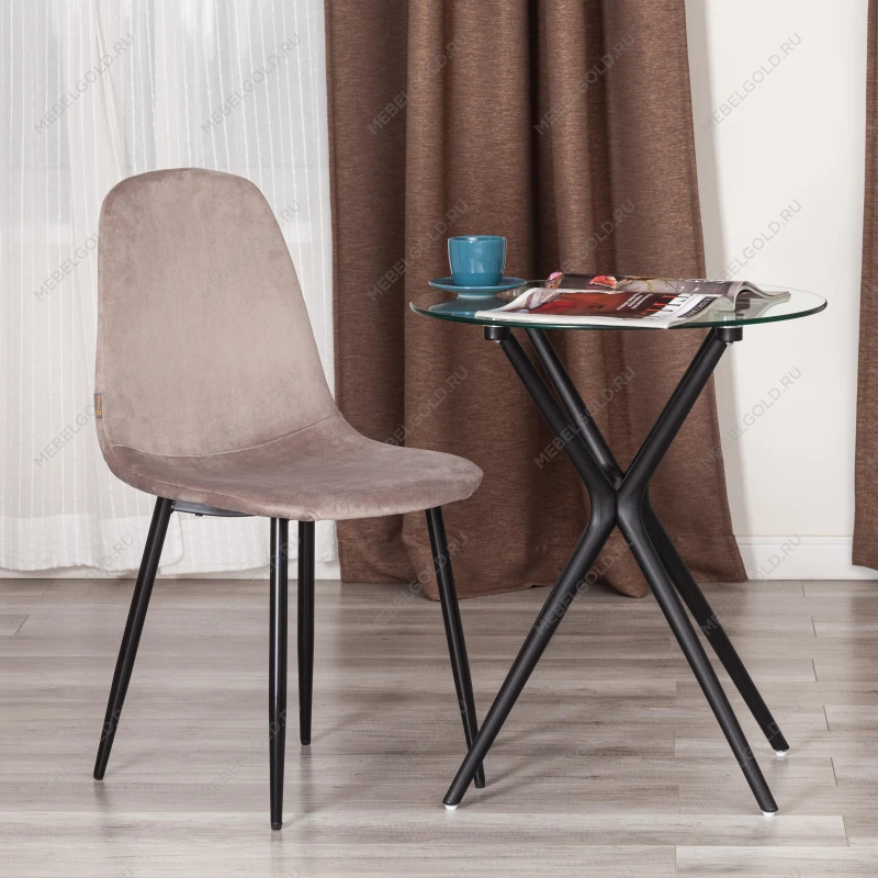 Стул BREEZE (mod. JSC-58), Велюр/металл, 44 х 53 х 86 см, coffee (кофейный) HLR 9 / черный | изображение 8