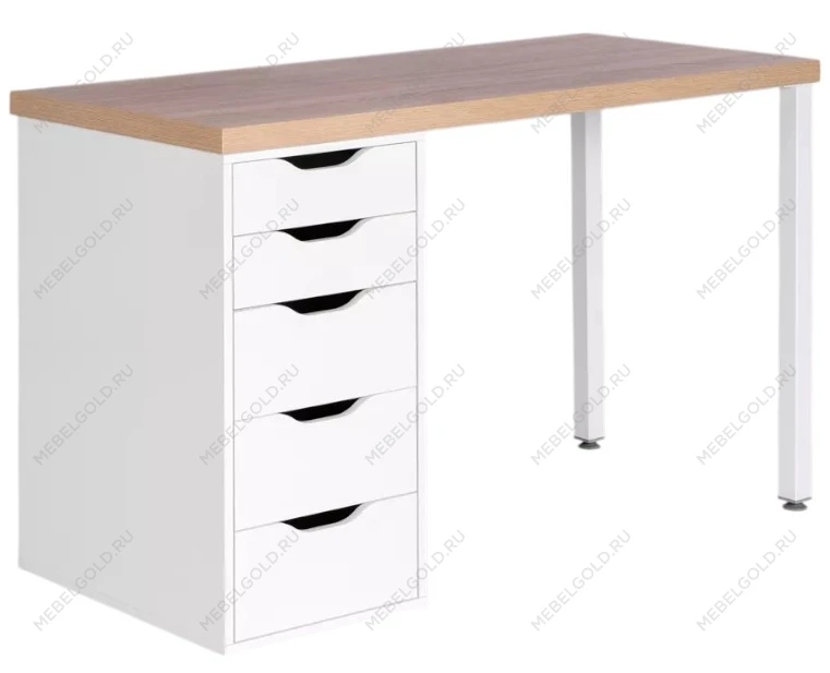 ИНГАР стол письменный ИКЕА / IKEA 2/5Т 140x75x55, дуб беленый/белый