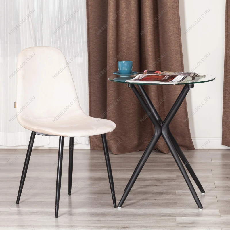 Стул BREEZE (mod. JSC-58), Велюр/металл, 44 х 53 х 86 см, beige (бежевый) HLR2 / черный | изображение 8