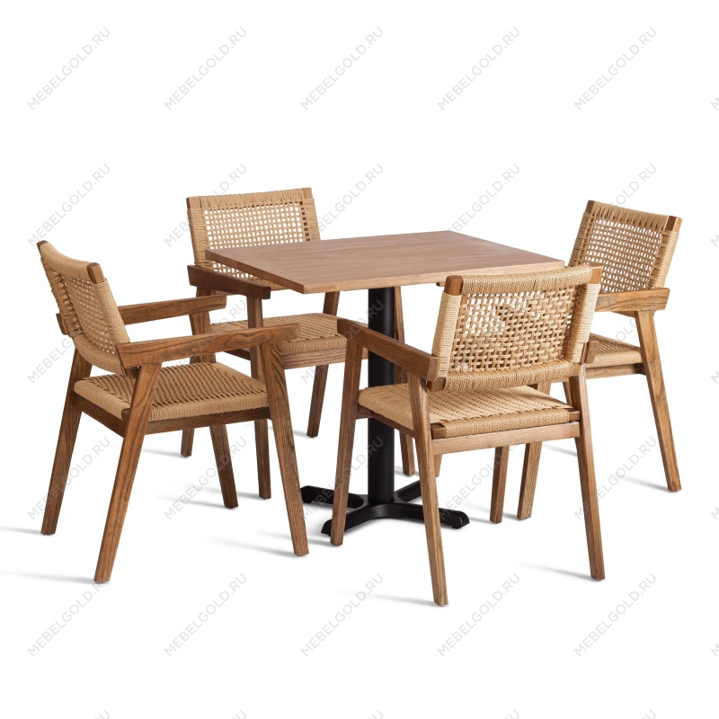 Стол VALHALLA, дерево вяз/железная опора, 80х65х76 см, груша №3/черная опора | изображение 3