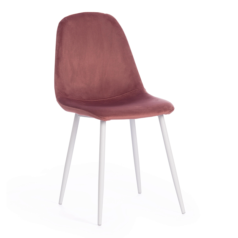 Стул BREEZE (mod. 4724)/1 шт. в упаковке, вельвет/металл, 44 х 53 х 87 см, Coral (коралловый) HLR44 / белый