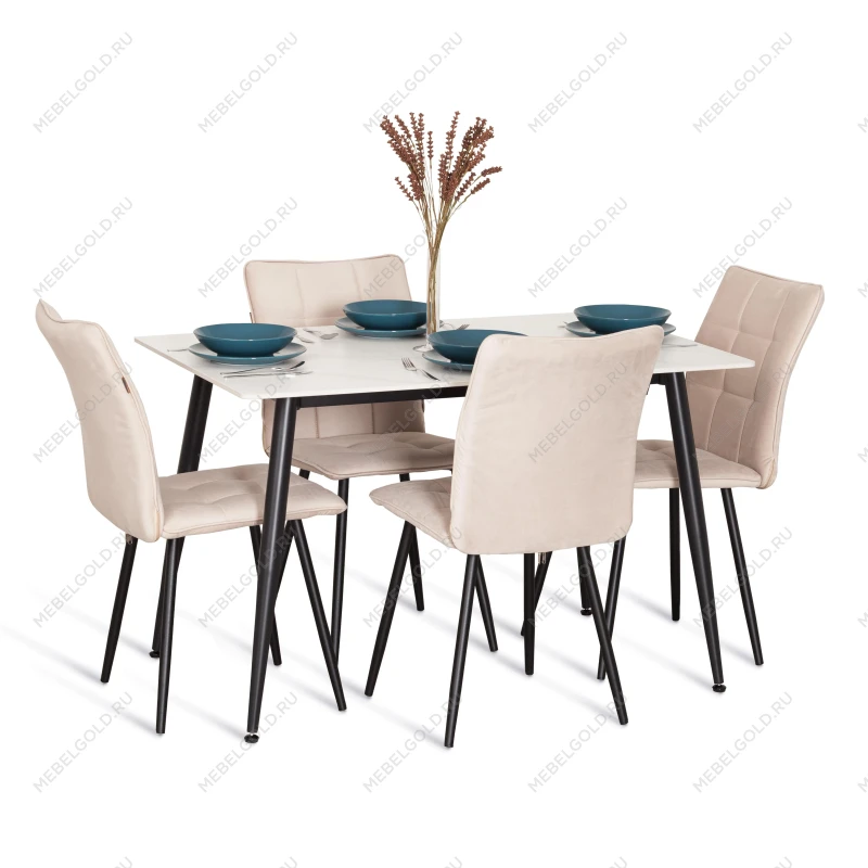 Стул обеденный Bari, LT, флок, бежевый/черный, 7, 41х55х89 см | изображение 9