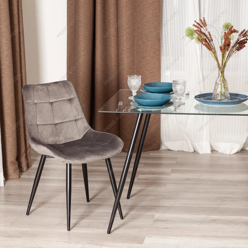 Стул ABRUZZO ( mod. 8060 ), металл/велюр, 54 х 62 х 83 см, светло-серый (HLR 24)/черный | изображение 9