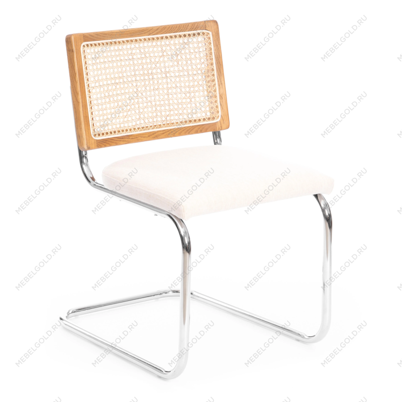 Стул MANI, дерево вяз, ротанг/ткань лен, металлический каркас, Груша (№3), 46х46х78 см