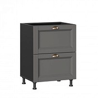 Амели-3 Тумба кухонная 600 с 2 ящиками ЛЮКС (4) (Чёрный/Оникс серый)