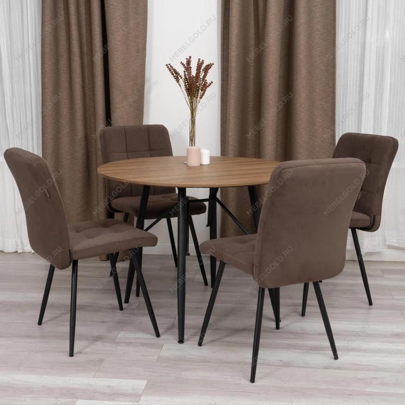 Стул обеденный Medeo, велюр, коричневый, 6, 47х56х89 | изображение 10