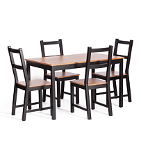 Обеденный комплект Соната (стол + 4 стула)/Sonata dining set, массив сосны, стол: 120х75х73см  стул :41х50х95см, антик/чёрный