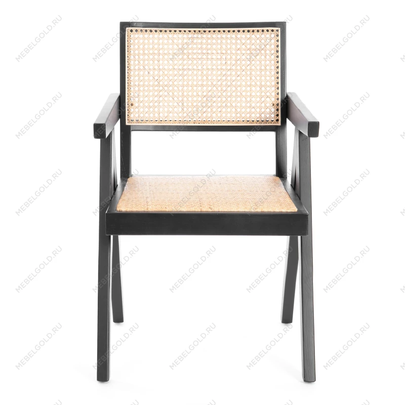 Кресло LOKI, дерево вяз/ротанг, черный, 50х50х84 см | изображение 4