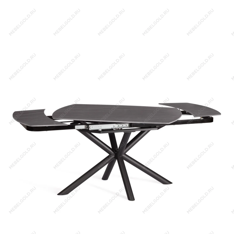 Стол обеденный Winston/Винстон, столешница керамика (матовая) /опоры металл, темно-серый/черный, (120+30+30)x80x75(+1) см | изображение 6