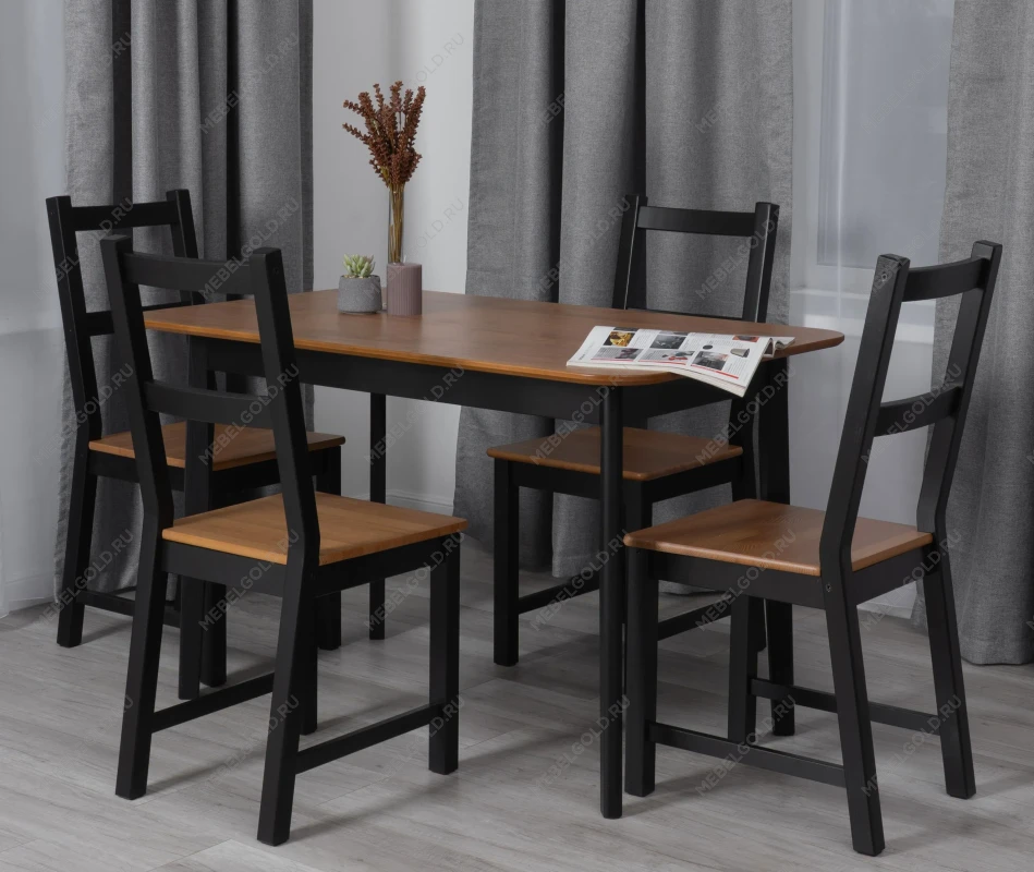 Стол Соната Люкс/Sonata Lux table, 120х75х75 см, массив сосны, антик/чёрный, 120х75х75 см | изображение 6