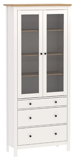 САГА шкаф с витриной 90 белый/ясень