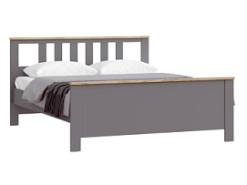 САГА кровать двойная 160х200 серая/ясень