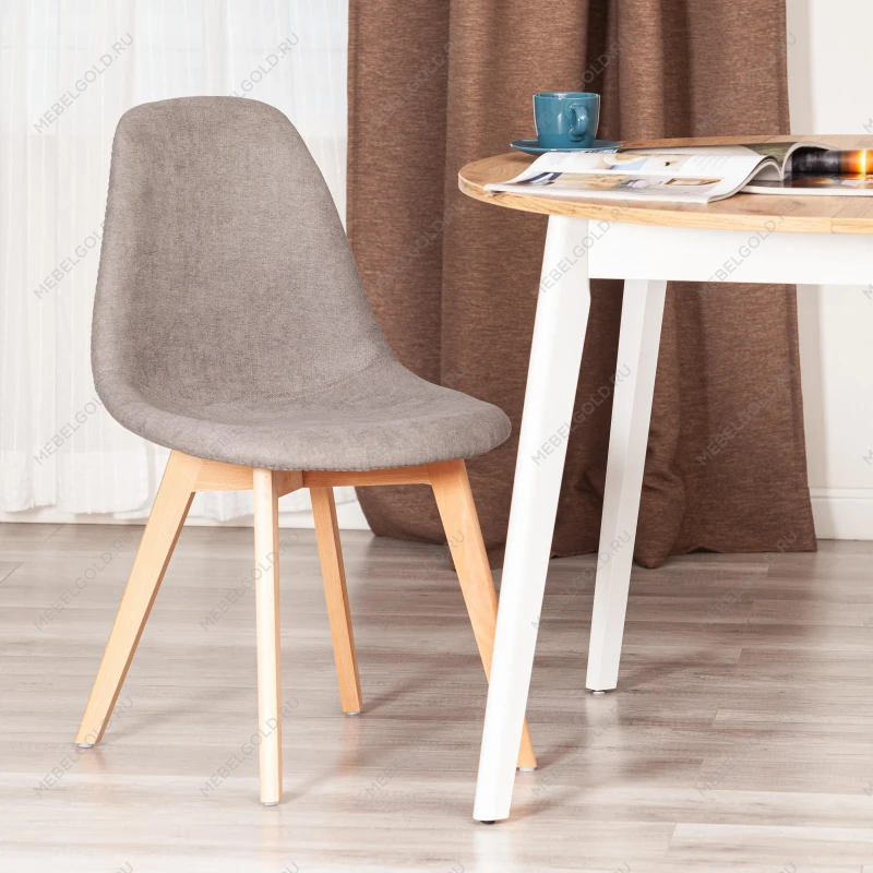 Стул CINDY SOFT (mod. C1021F1-1), фактурный велюр/дерево бук, 55 х 48 х 83 см, Серый LY1701-26 / натуральный | изображение 8