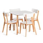 Стол обеденный Claire квадратный, столешница МДФ, опоры дерево гевея, белый / натуральное дерево, 80 x 80 x 75см | изображение 2