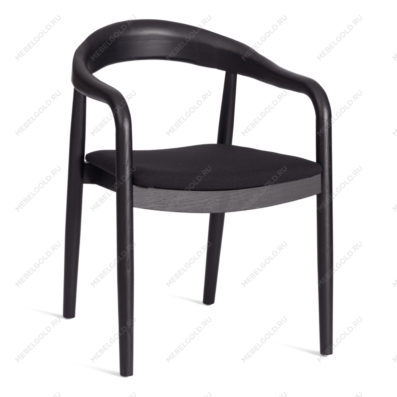 Стул BALDUR, дерево вяз/ткань лен, черный/черный лен, 49х52х76,5 см