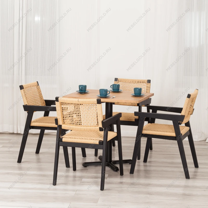 Стол VALHALLA, дерево вяз/железная опора, 80х65х76 см, груша №3/черная опора | изображение 7