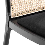 Стул FREYA, дерево вяз/ротанг, ткань лён, черный/черный лен, 46х41х79,5 см | изображение 6