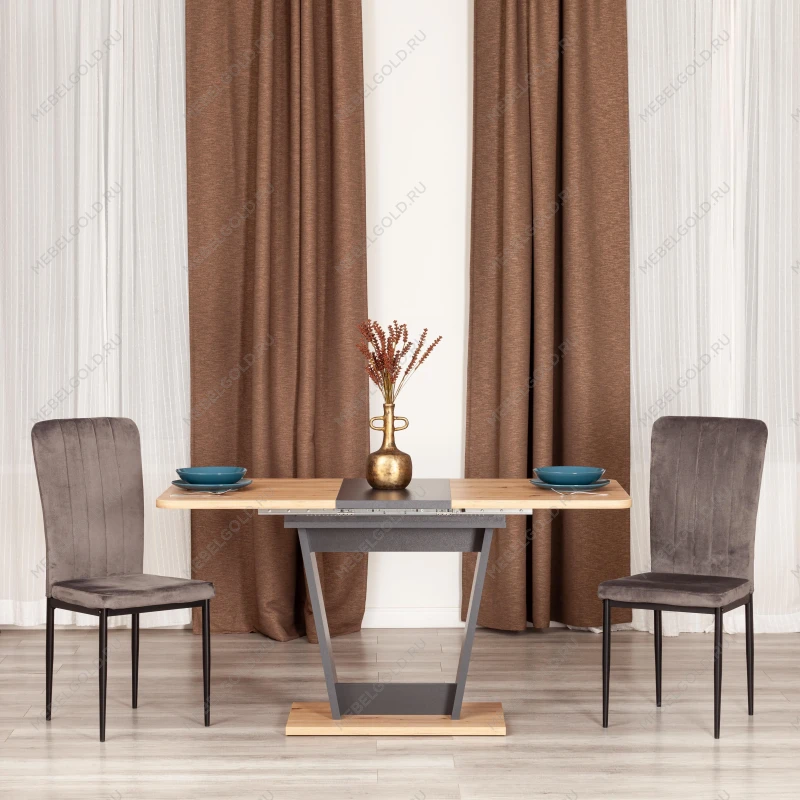 Стол обеденный FOX раздвижной, ЛДСП, 68.6x110-145x75 см, Дуб артисан/Графит | изображение 13