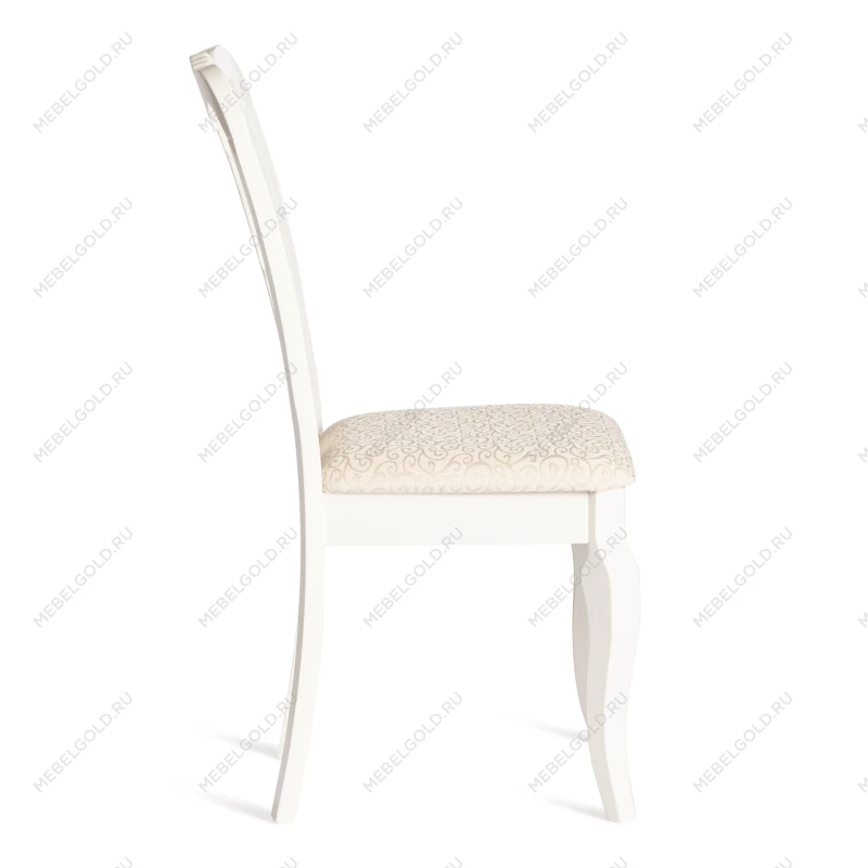 Стул - Афродита/Aphrodite, дерево гевея, 46х54х99см, Ivory white, ткань кремовая с рисунком (А04) | изображение 1