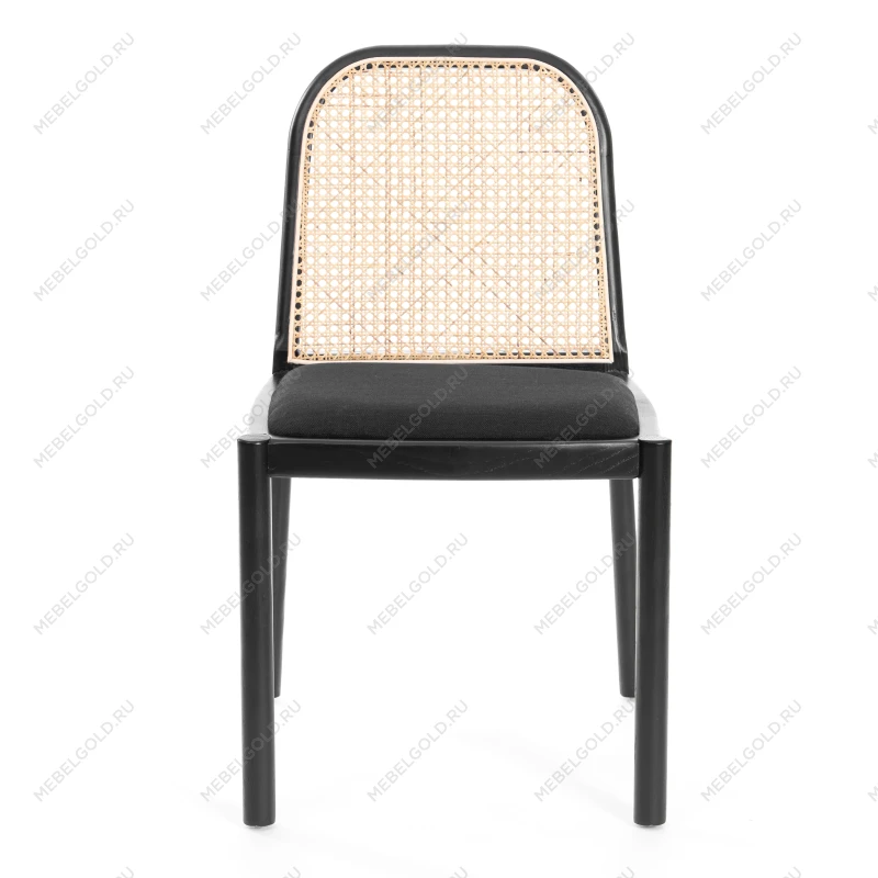 Стул FREYA, дерево вяз/ротанг, ткань лён, черный/черный лен, 46х41х79,5 см | изображение 4