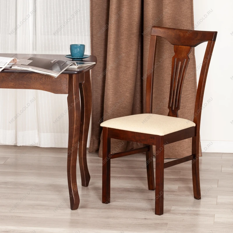 Стул - Гермес/Hermes, дерево гевея, 43х49х94см, Cappuchino, ткань бежевая (S178-4) | изображение 7